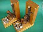 Vintage Cedar Swag man Carved Bookends Waltzing Matil