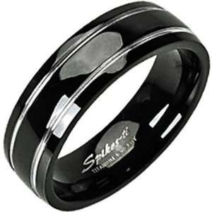  Size 10 Spikes Titanium Stripe Two My Lou Ring Jewelry