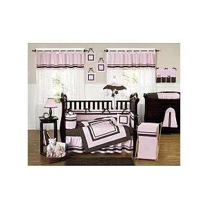  Pink and Brown Hotel Modern Baby Bedding 9pc Crib Set 