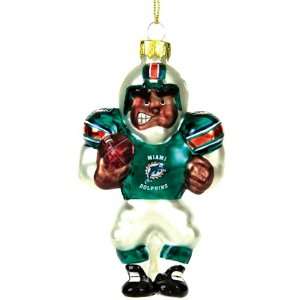 SC Sports Miami Dolphins Glass Football Player Ornament Set of 2 