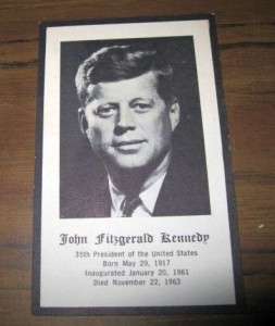 JOHN FITZGERALD KENNEDY Prayer Memorial Card 1963 LOOK  