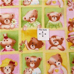 Northcott Cotton Fabric, Flannel With Adorable Teddy Bears, Pink 