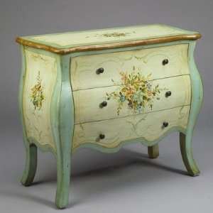  Three Drawer Commode Chest in Antique White/Sea Foam Green 