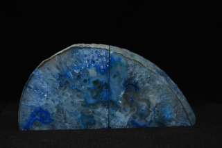 Blue Agate Geode Bookend Set 8.75 x 4in  