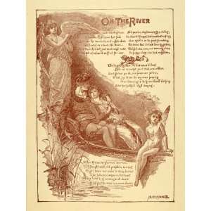   Poem Lovers Angels Boat Love   Original Halftone Print