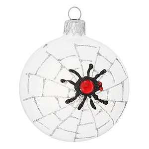  Spider On Web Glass Ornament