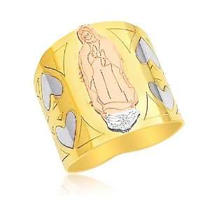   Over Silver Tri Color Fancy Ring with Virgin Guadalupe   SKUGB001 01