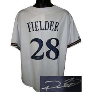  Prince Fielder Signed Milwaukee Brewers White Majestic 