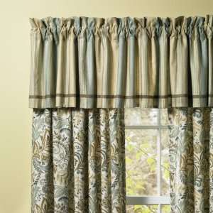  Aqua Findley Rod Pocket Valance, Lined Striped (88 X 17 