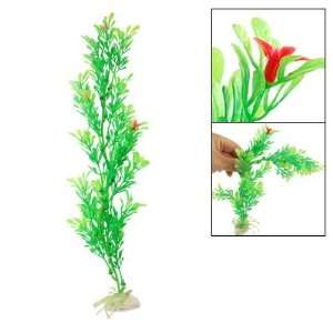   Tank Red Floral Green Leaves Plastic Plants Ornament