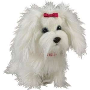  AniMagic Fluffy Go Walking Puppy   White with Pink Bow 