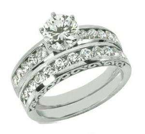 10 CT. MOISSANITE ENGAGEMENT RING & WEDDING BAND SET  