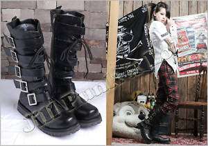 Visual Kei Punk Zipper Hyde Calf Military boots blk 41  