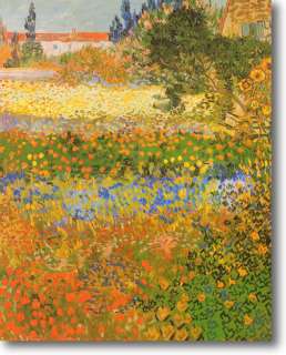 Vincent van Gogh Flowering Garden in Arles Framed Canvas Giclee Repro 
