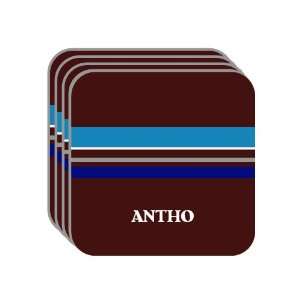 Personal Name Gift   ANTHO Set of 4 Mini Mousepad Coasters (blue 