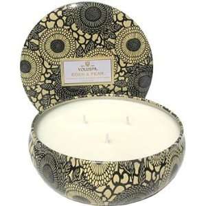  Voluspa Eden & Pear 12oz 3 Wick Candle in Decorative Tin 