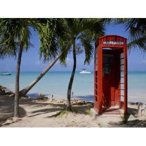 Caribbean, Antigua, Dickenson Bay, English Red Telephone Box Stretched 
