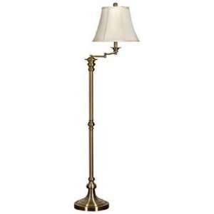  Nora Antique Brass Swing Arm Floor Lamp