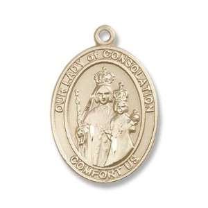 Gold Filled Our Lady of Consolation Medal Pendant Charm with 24 Gold 