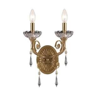  Solid Brass Hand Cut Lead Crystal Wall Sconce SIZE W11 X 