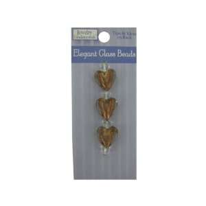  Bulk Pack of 144   Copper heart glass beads with spacers 