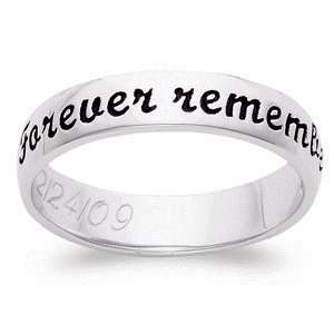  Platinum over Sterling Forever Engraved Memorial Ring 