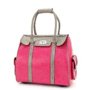  Faux Leather PINK Rolling Suitcase Luggage Bag on Wheels 
