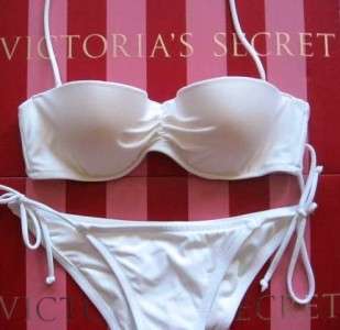 New 2012 Madi VICTORIAS SECRET White Push Up Bandeau Bikini Set 34B 