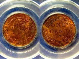1897 Canada Large Cent. PCGS MS63 RB. red brown. Queen Victoria  