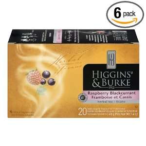 Higgins & Burke Herbal Tea, Raspberry Black Currant, 20 Count (Pack of 