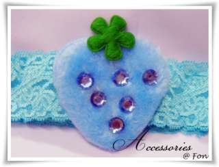 Headband For Baby Strawberry Blue Soft Lace Very Cute   