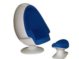 Blue Alpha Shell Egg Chair and Ottoman  