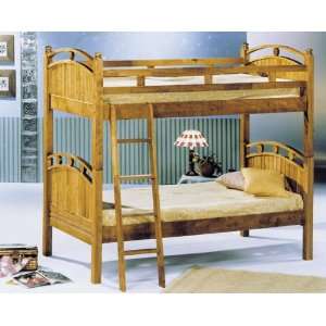  Oak Finish Solid HardWood Twin Size Bunk Bed