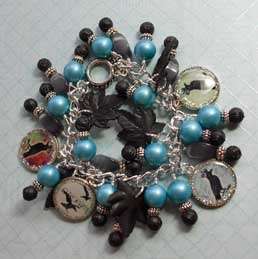 altered art,charm bracelet,kellyreins,black crow,dog,puppy,alice in 
