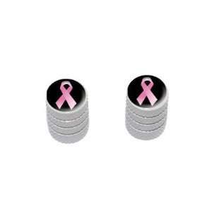 Breast Cancer Pink Ribbon on Black   Tire Valve Stem Caps   Motorcycle 
