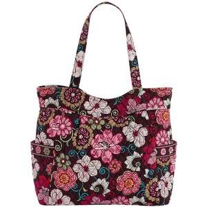 MINT Vera Bradley Mod Floral Pink Pleated Tote Shopper Handbag Retired 