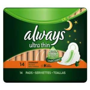  Always Ultra Overnight with Wings   Unscented Thin Pads 