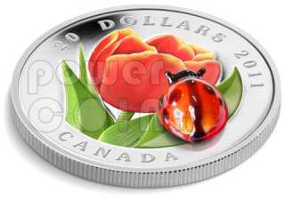 TULIP LADYBUG Venetian Glass Murano Coin Canada 2011  