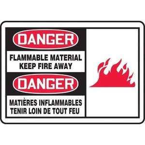 com DANGER FLAMMABLE MATERIAL KEEP FIRE AWAY (BILINGUAL FRENCH) Sign 