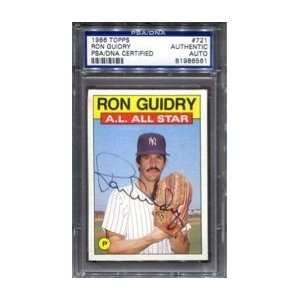  Ron Guidry 1986 Topps PSA/DNA Slabbed Auto Card   Signed 