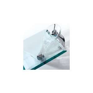  Kraus Aquamarine Clear Square Glass Sink and Waterfall 