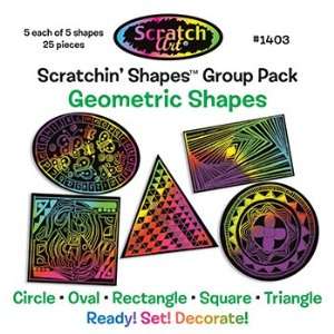  4 Pack SCRATCH ART COMPANY INC. GEOMETRIC SCRATCHIN SHAPES 