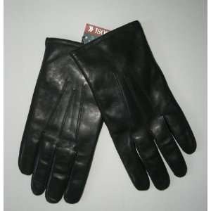  Isotoner Mens Stretch Leather Black Gloves, Fleece Lined 