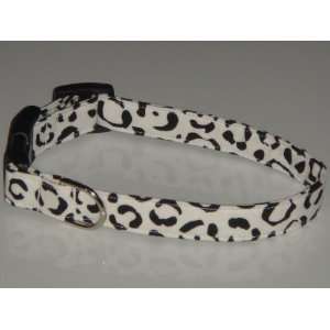  White Black Cheetah Leopard Animal Print Dog Collar Small 