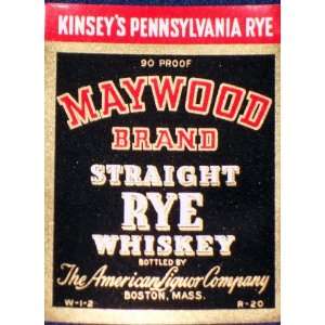  Pennsylvania Rye Maywood Whiskey Label, 1930s 