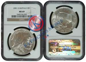 2001 D American Buffalo Commemorative Silver $1 NGC MS69 MS 69  