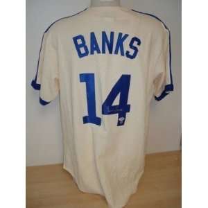 Ernie Banks Autographed Uniform   Majestic PSA   Autographed MLB 