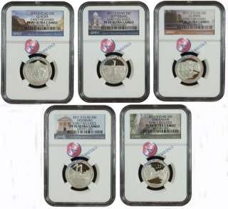2011 S National Parks Clad 25c 5pc Quarter Set NGC PF70 PF 70UC Early 