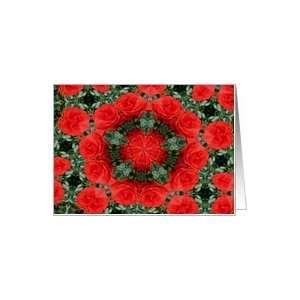  Red Rose Kaleidoscope Flower Photo Blank Note Card Card 