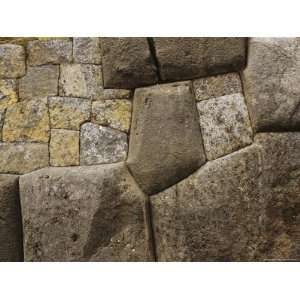 Detail of Stone Work in a Wall at Old Inca Capital of Cusco Stretched 